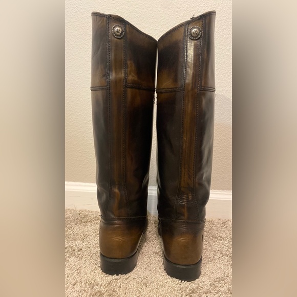 FRYE Jet Riding Boot, Black and Brown Genuine 
Leather Boots Size 9.5 - Picture 4 of 8